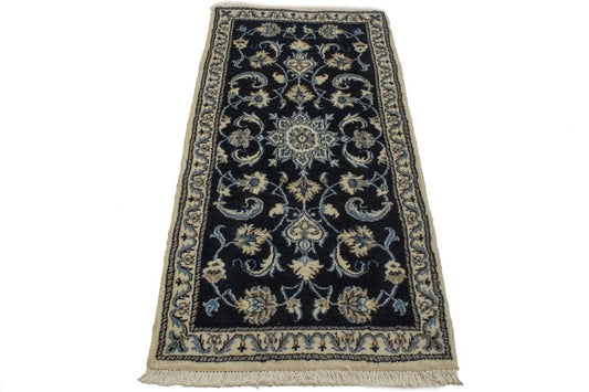 Navy Blue Classic Floral 2'3X4'6 Nain Persian Rug