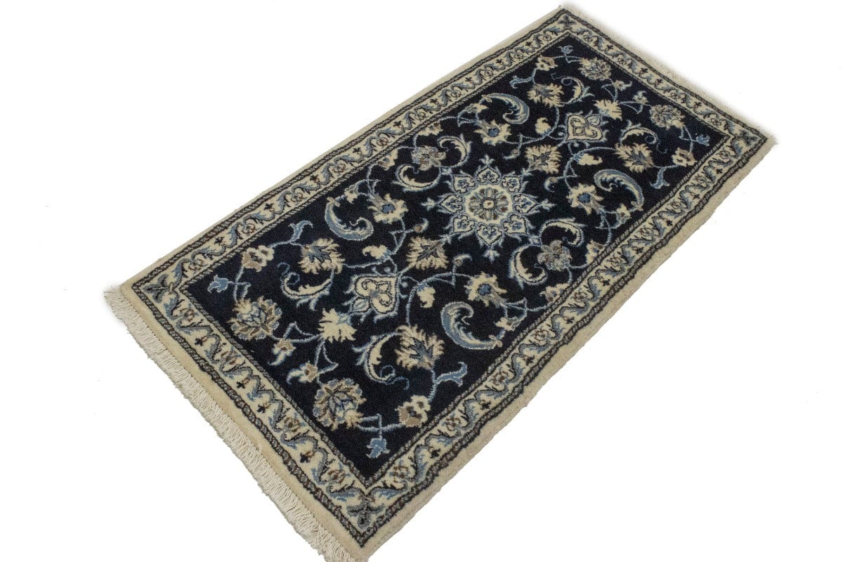 Navy Blue Classic Floral 2'3X4'6 Nain Persian Rug