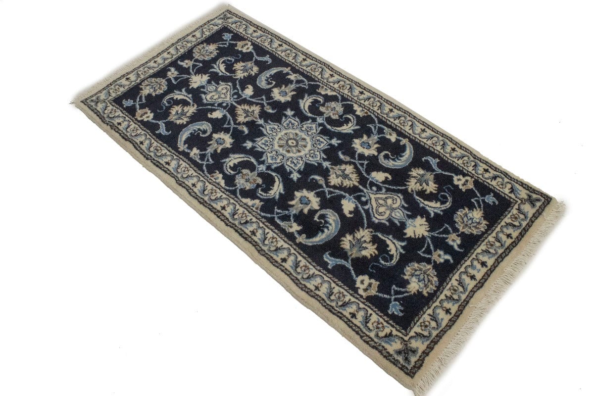 Navy Blue Classic Floral 2'3X4'6 Nain Persian Rug