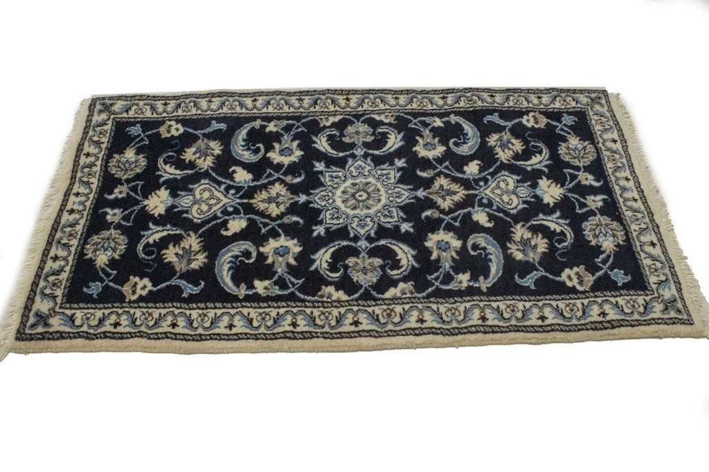 Navy Blue Classic Floral 2'3X4'6 Nain Persian Rug