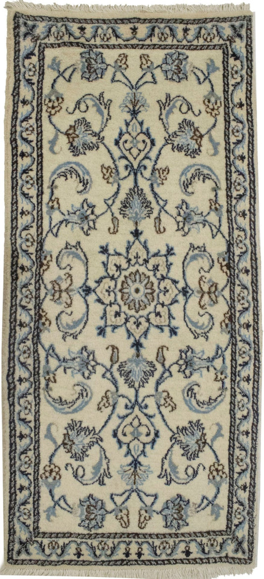 Cream Classic Floral 2'3X5 Nain Persian Rug