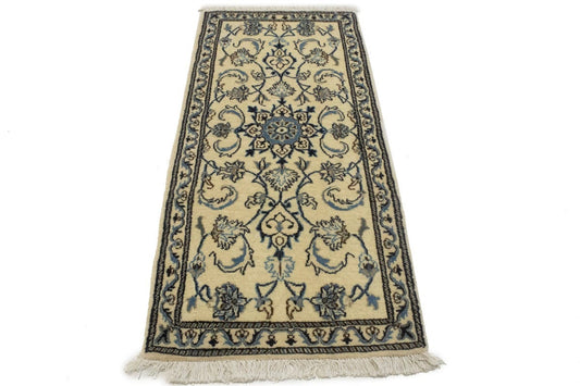 Cream Classic Floral 2'2X4'9 Nain Persian Rug