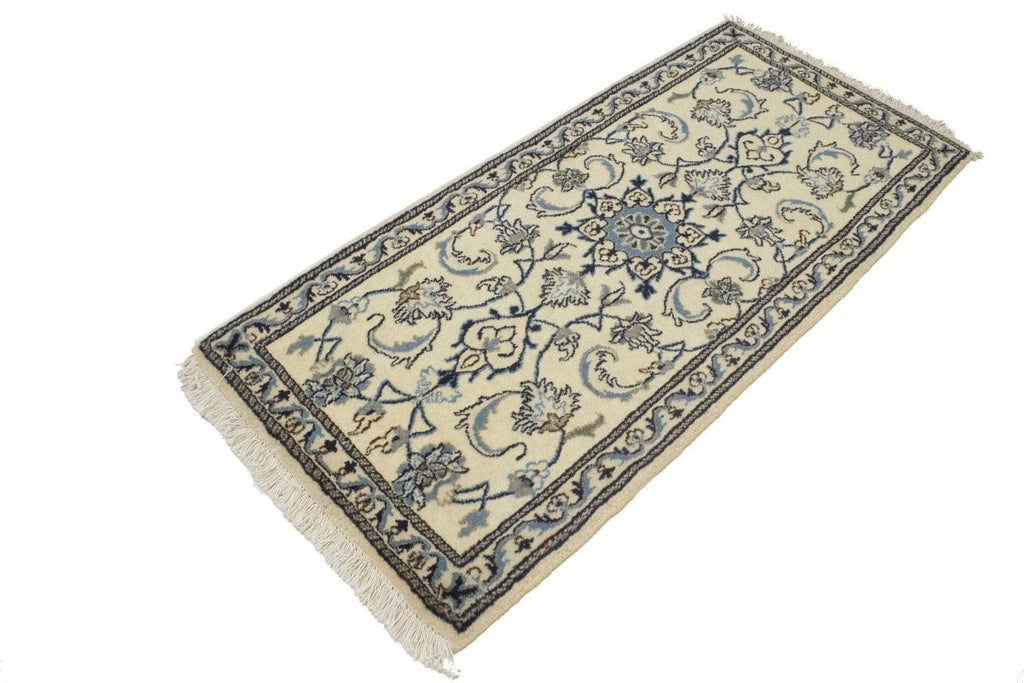 Cream Classic Floral 2'2X4'9 Nain Persian Rug