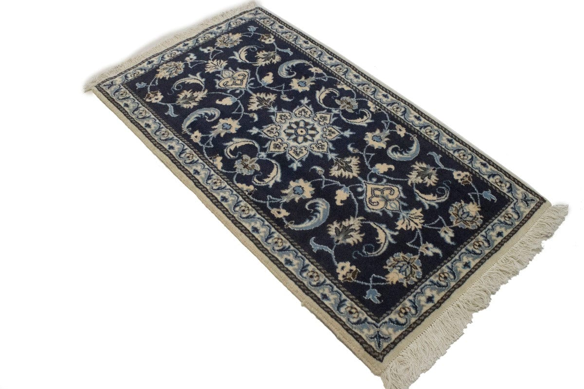 Navy Blue Classic Floral 2'5X4'3 Nain Persian Rug