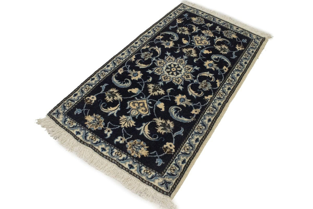 Navy Blue Classic Floral 2'5X4'3 Nain Persian Rug