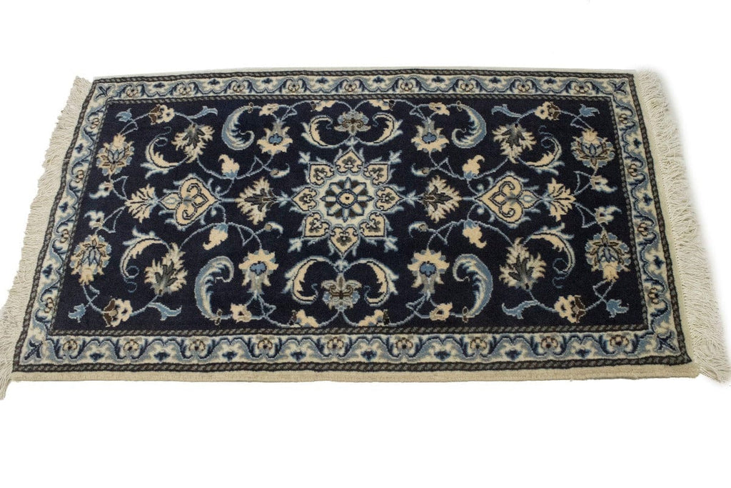 Navy Blue Classic Floral 2'5X4'3 Nain Persian Rug