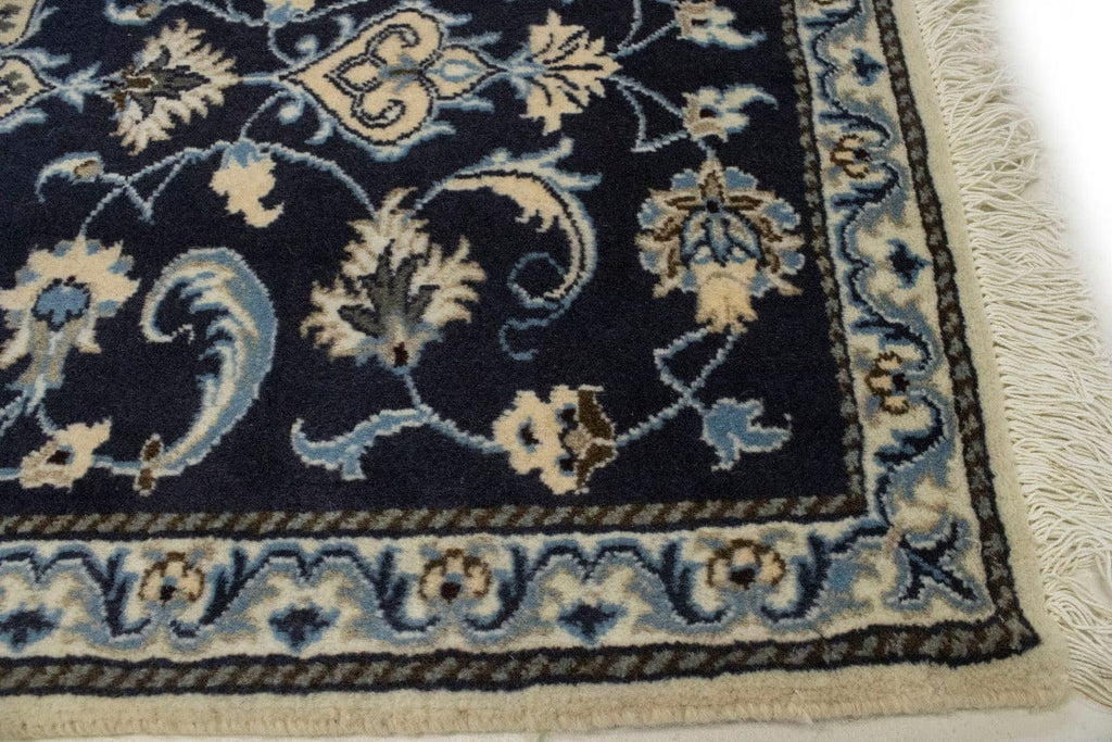 Navy Blue Classic Floral 2'5X4'3 Nain Persian Rug