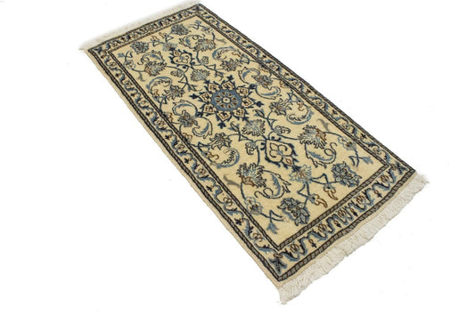 Cream Floral Classic 2'2X4'7 Nain Persian Rug