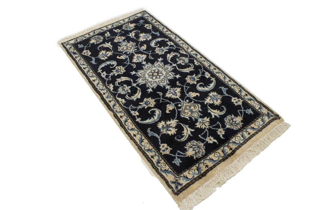 Navy Blue Classic Floral 2'4X4'5 Nain Persian Rug