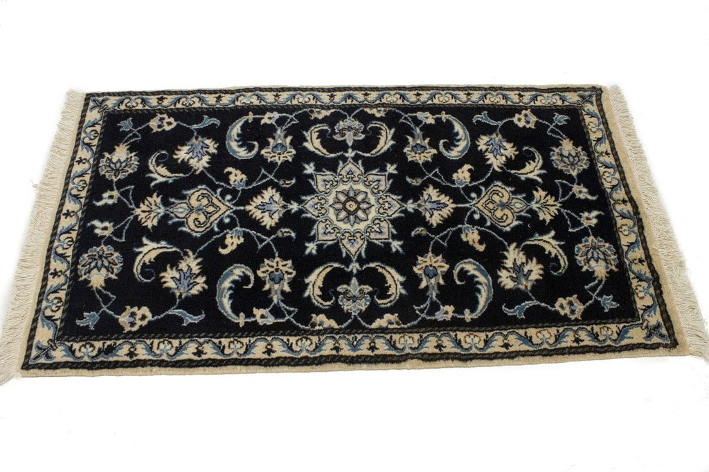 Navy Blue Classic Floral 2'4X4'5 Nain Persian Rug