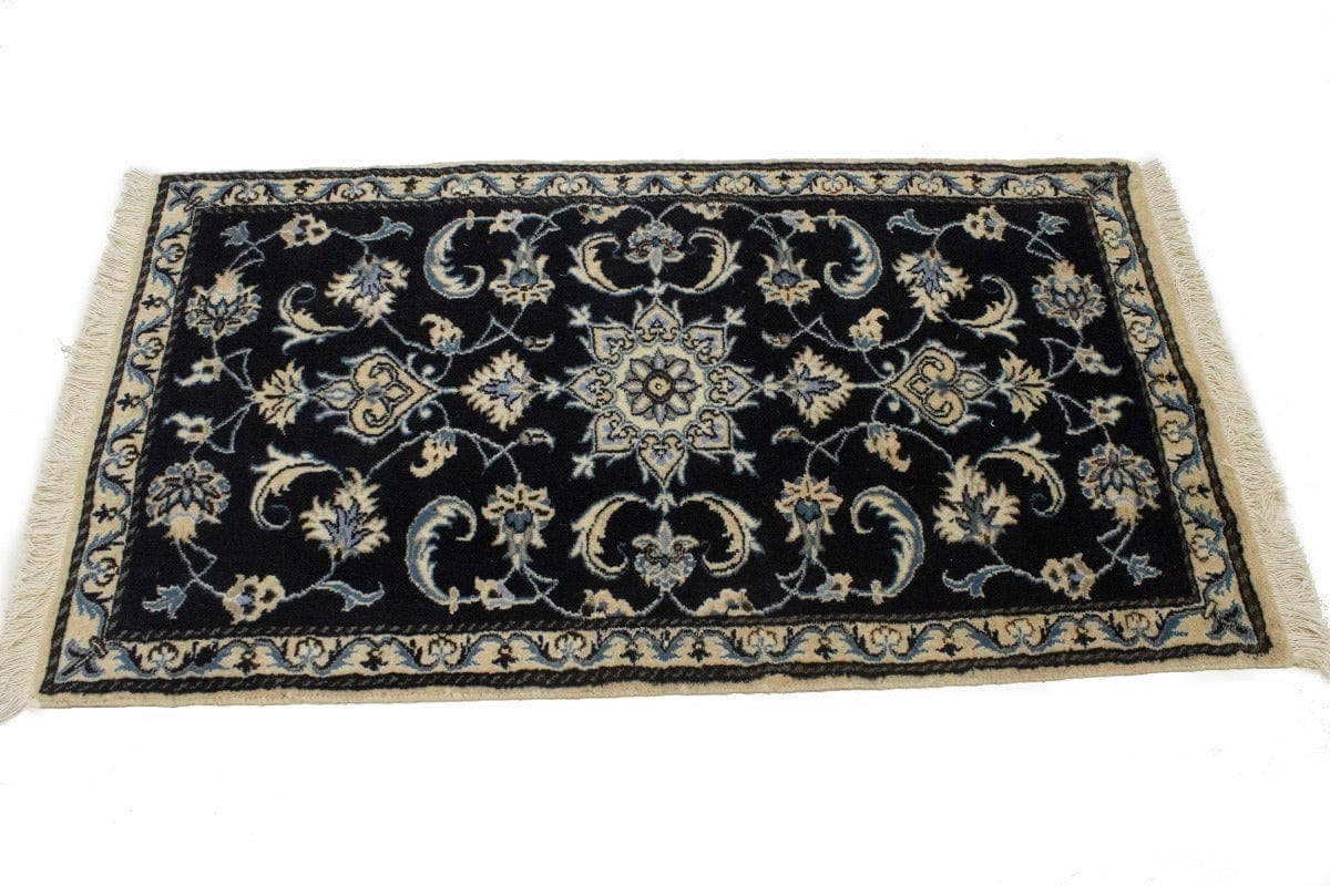 Navy Blue Classic Floral 2'4X4'5 Nain Persian Rug