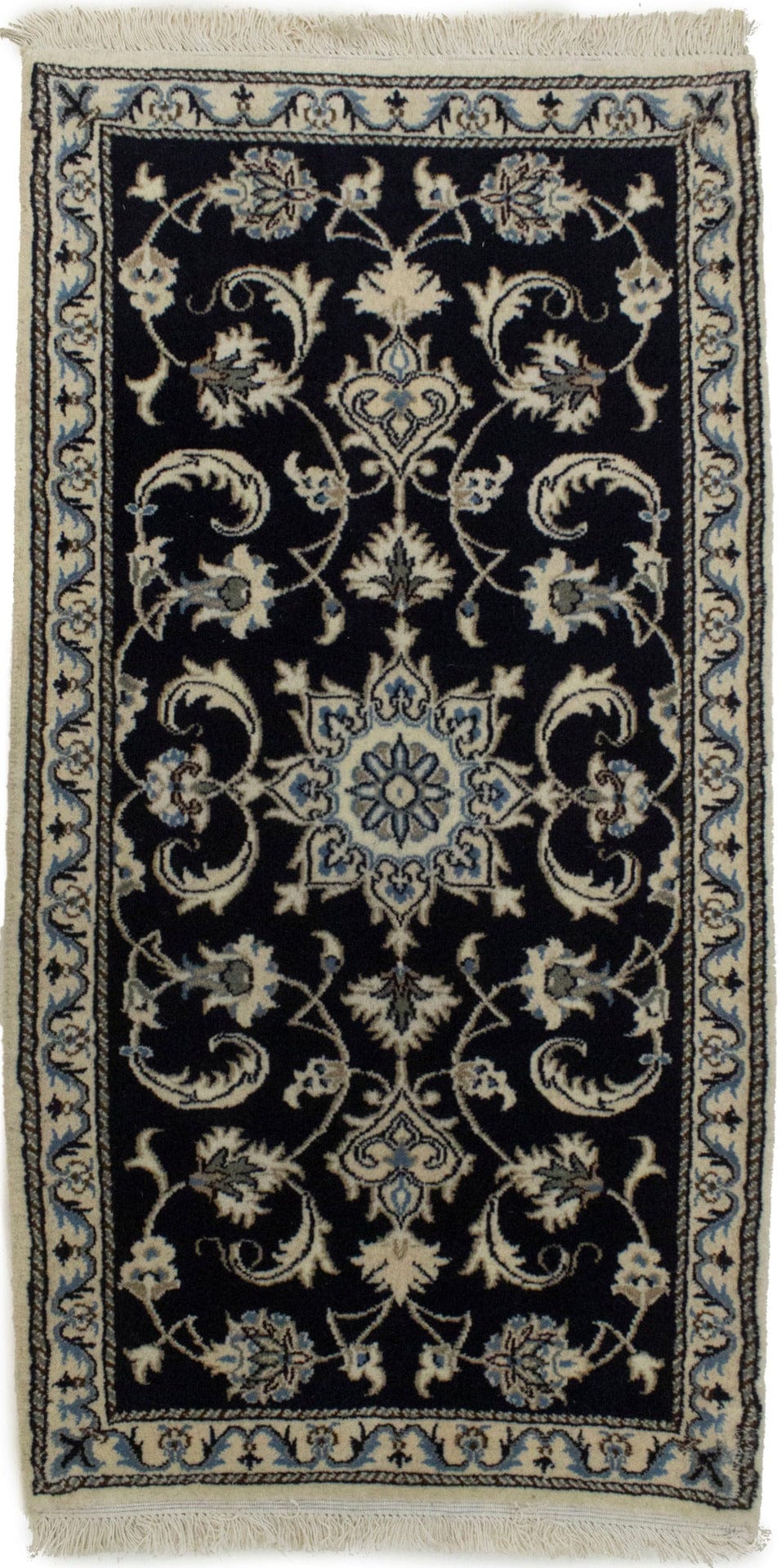 Navy Blue Classic Floral 2'4X4'6 Nain Persian Rug