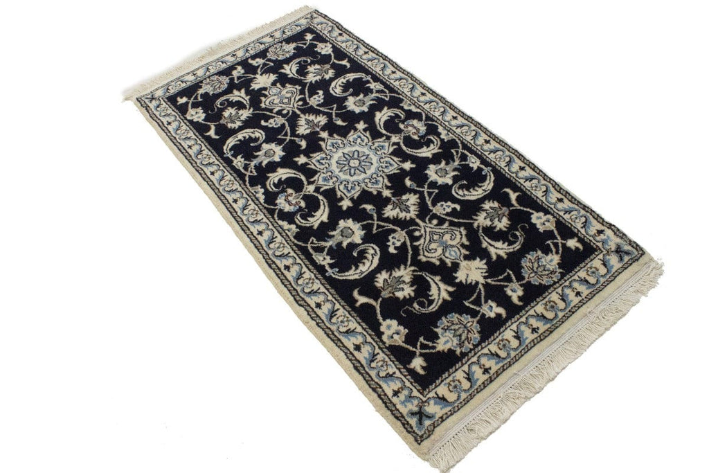 Navy Blue Classic Floral 2'4X4'6 Nain Persian Rug