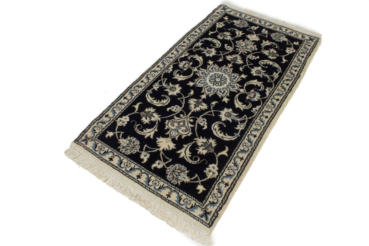 Navy Blue Classic Floral 2'4X4'6 Nain Persian Rug