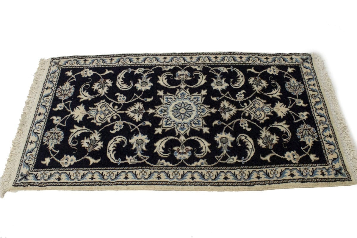 Navy Blue Classic Floral 2'4X4'6 Nain Persian Rug