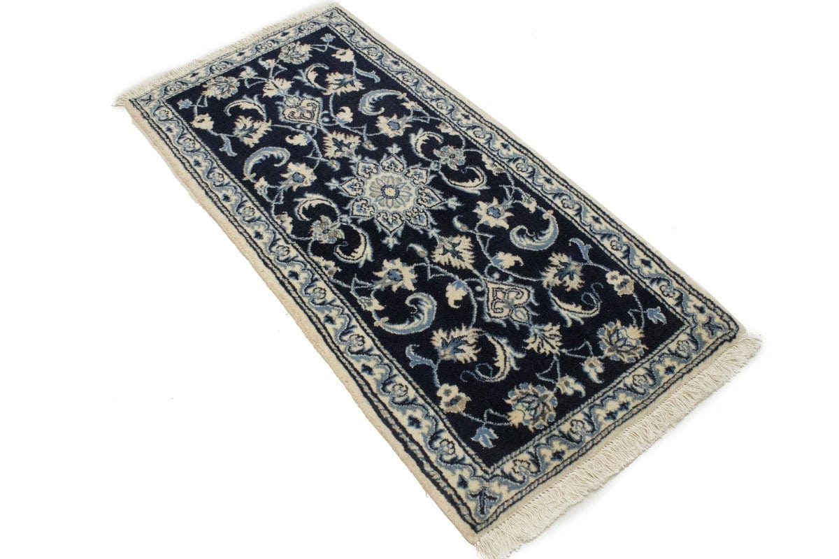 Navy Blue Classic Floral 2'2X4'6 Nain Persian Rug