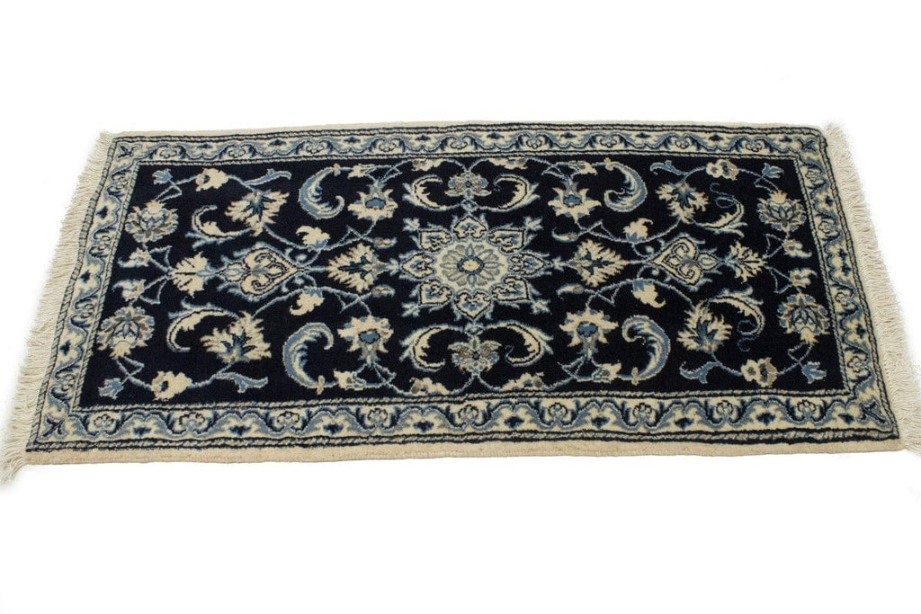 Navy Blue Classic Floral 2'2X4'6 Nain Persian Rug