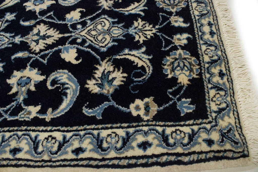 Navy Blue Classic Floral 2'2X4'6 Nain Persian Rug