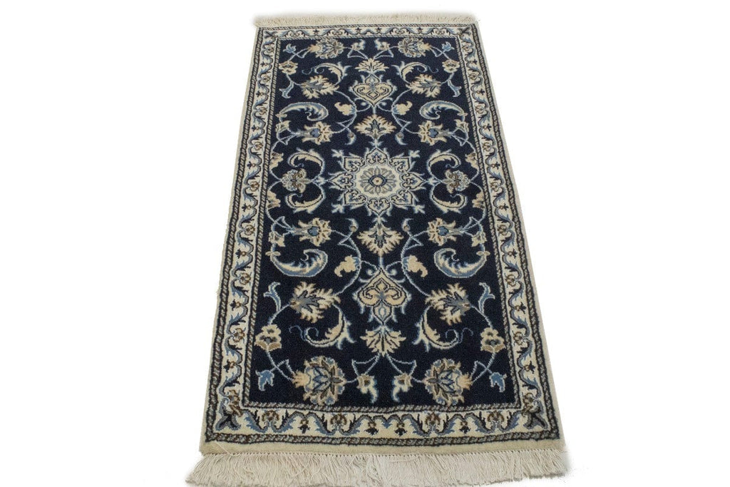 Navy Blue Floral Classic 2'4X4'5 Nain Persian Rug