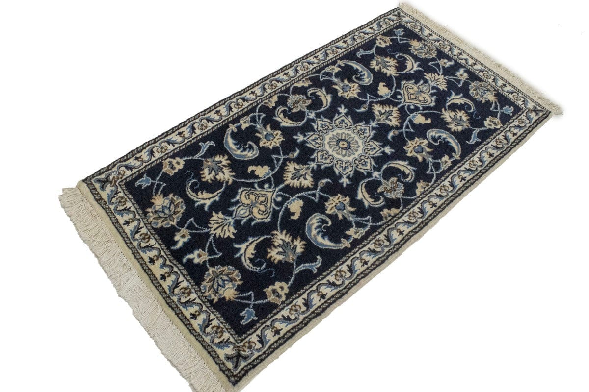 Navy Blue Floral Classic 2'4X4'5 Nain Persian Rug