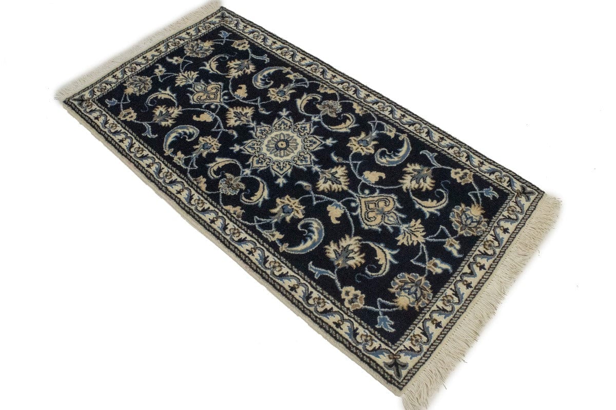 Navy Blue Floral Classic 2'4X4'5 Nain Persian Rug