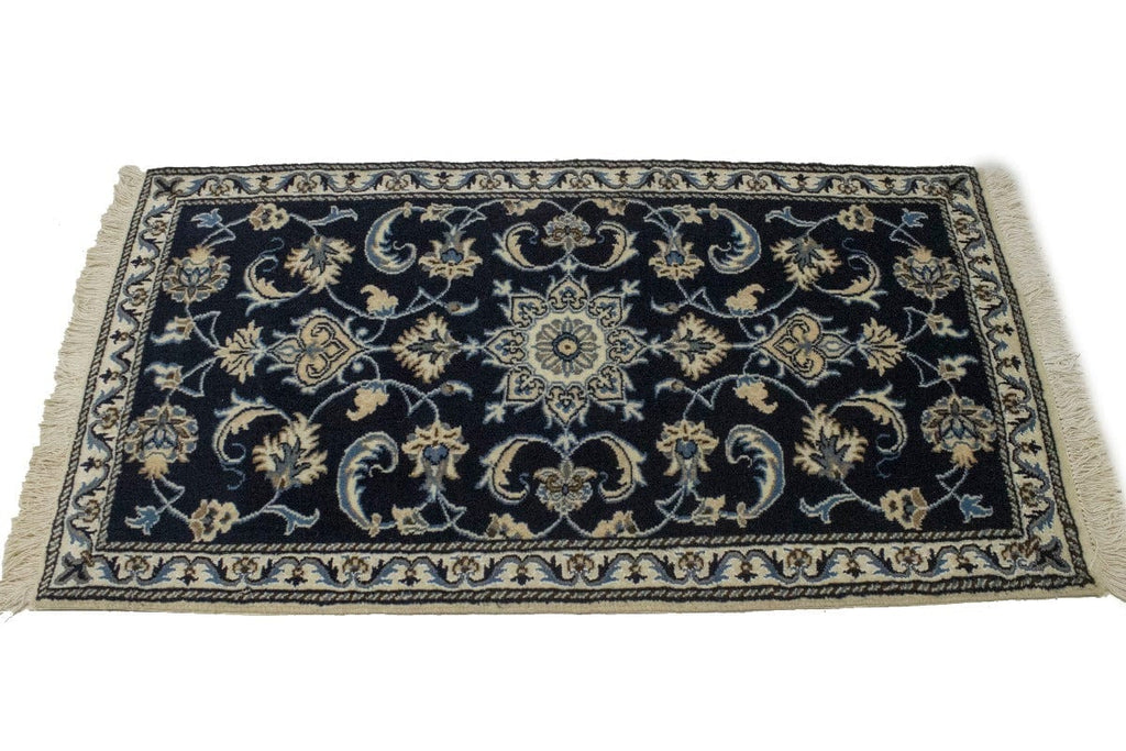 Navy Blue Floral Classic 2'4X4'5 Nain Persian Rug