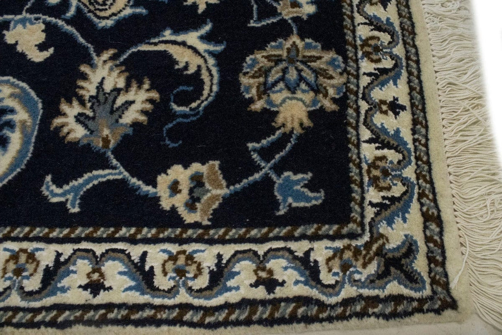 Navy Blue Floral Classic 2'4X4'5 Nain Persian Rug