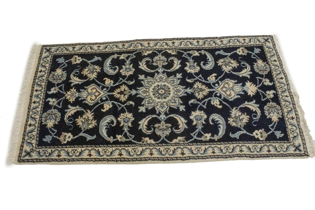 Navy Blue Floral Classic 2'3X4'5 Nain Persian Rug