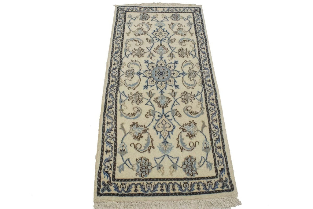 Cream Floral Classic 2X5 Nain Persian Rug