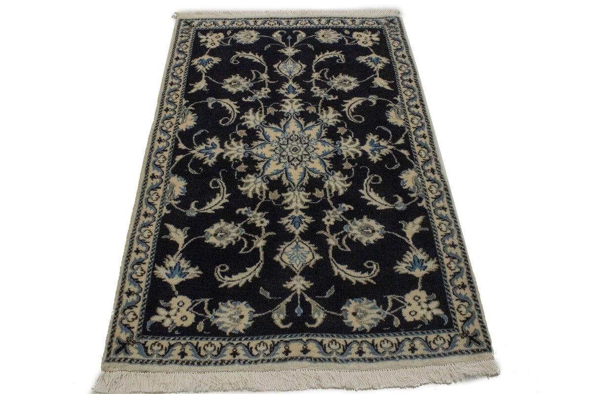 Navy Blue Floral Classic 3X4'5 Nain Persian Rug