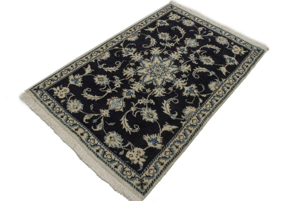 Navy Blue Floral Classic 3X4'5 Nain Persian Rug