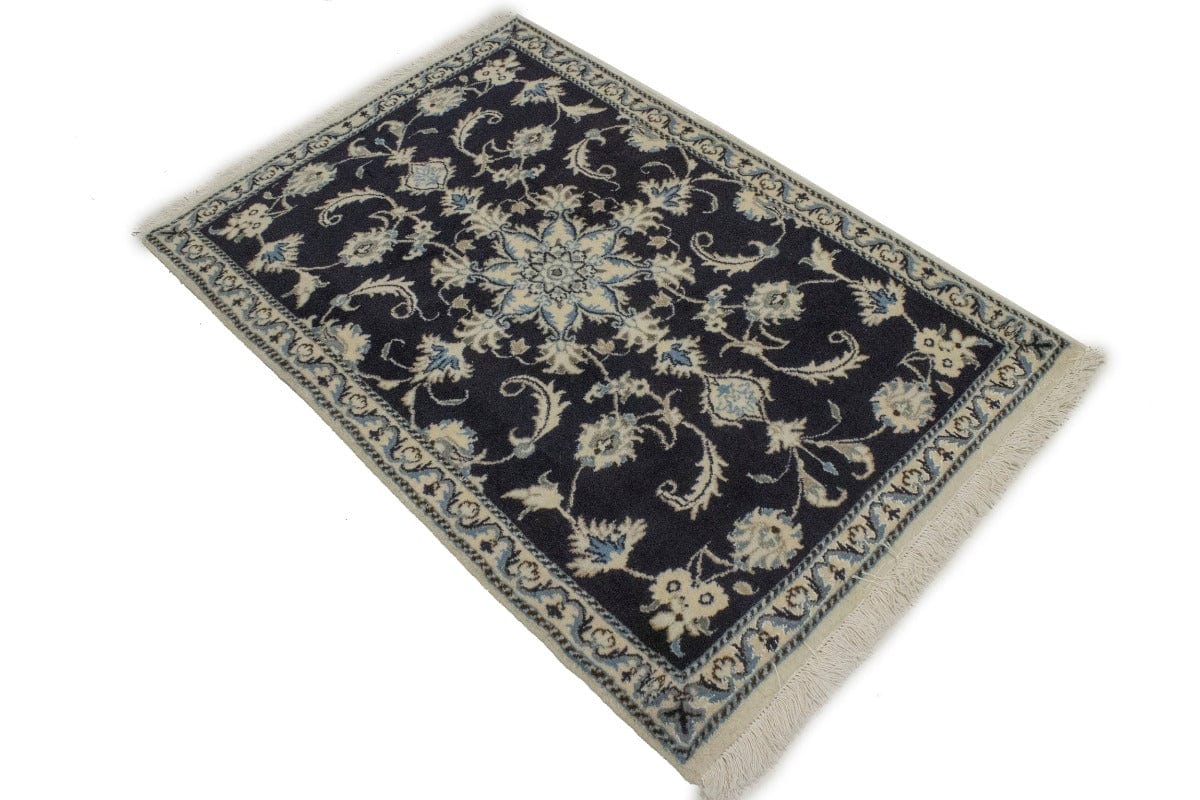 Navy Blue Floral Classic 3X4'5 Nain Persian Rug