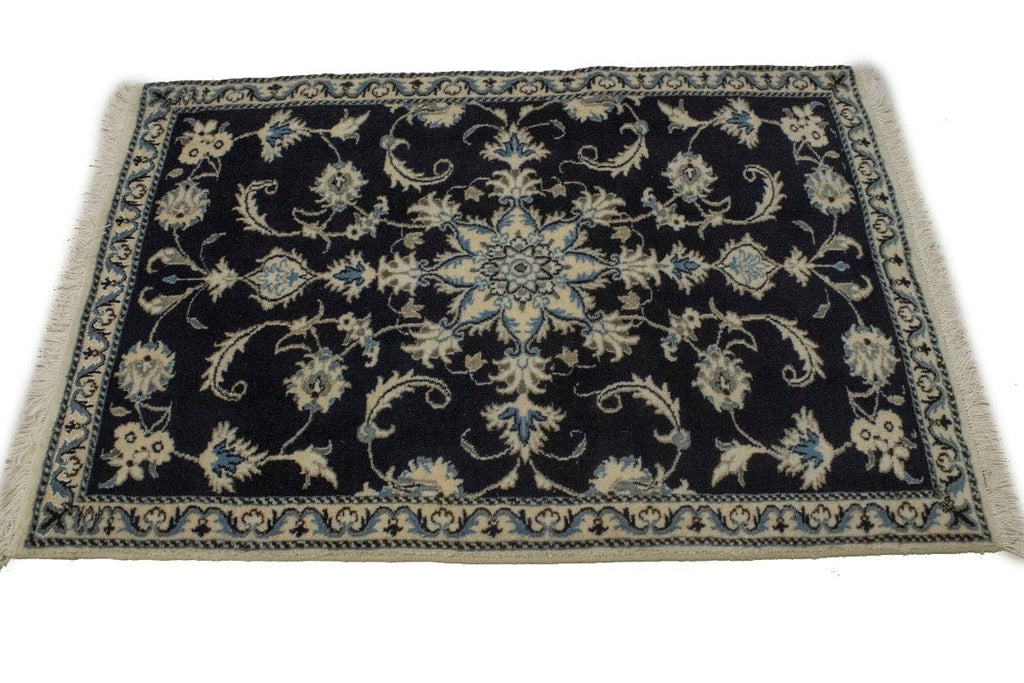 Navy Blue Floral Classic 3X4'5 Nain Persian Rug