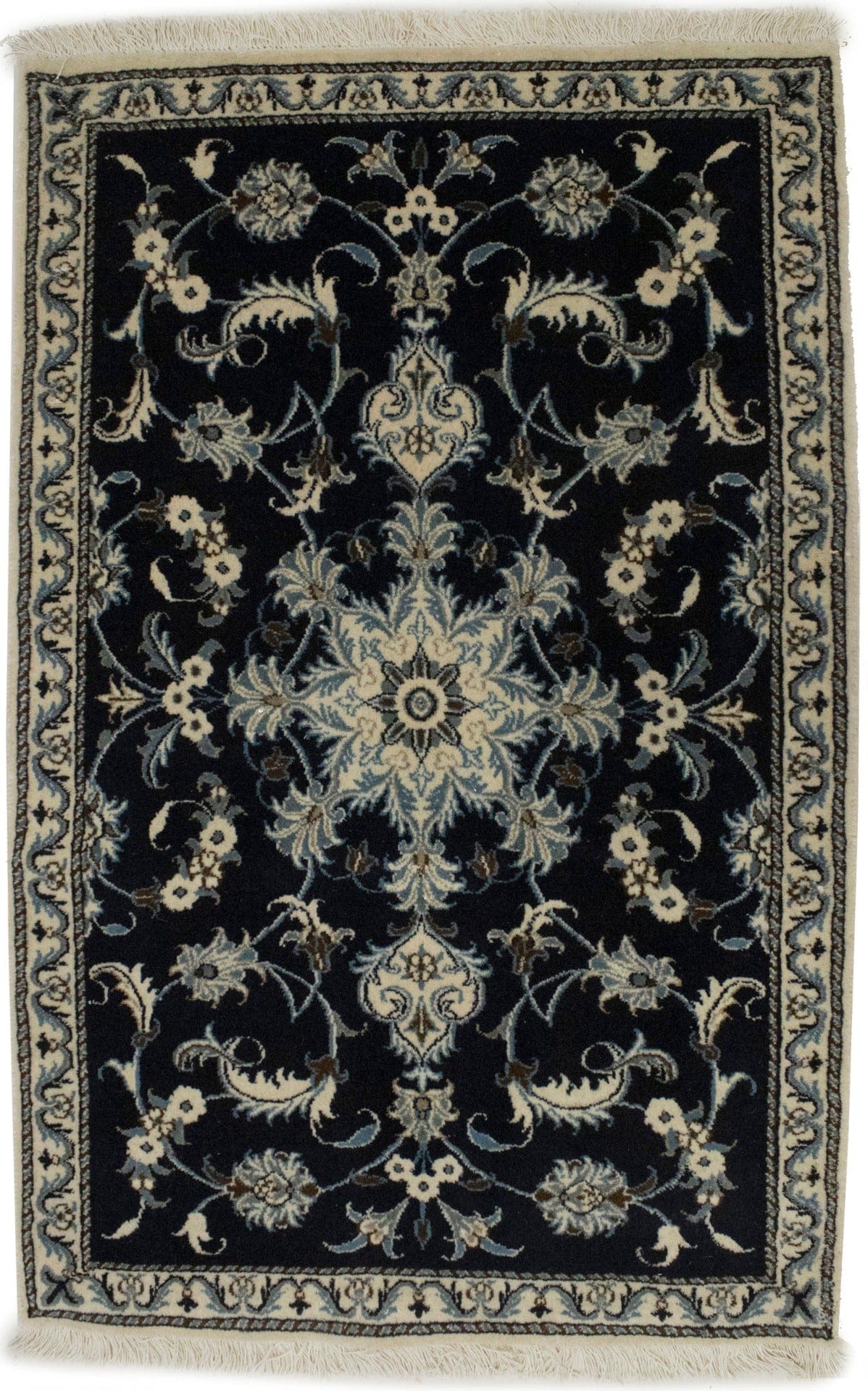 Navy Blue Floral Classic 3X4'7 Nain Persian Rug