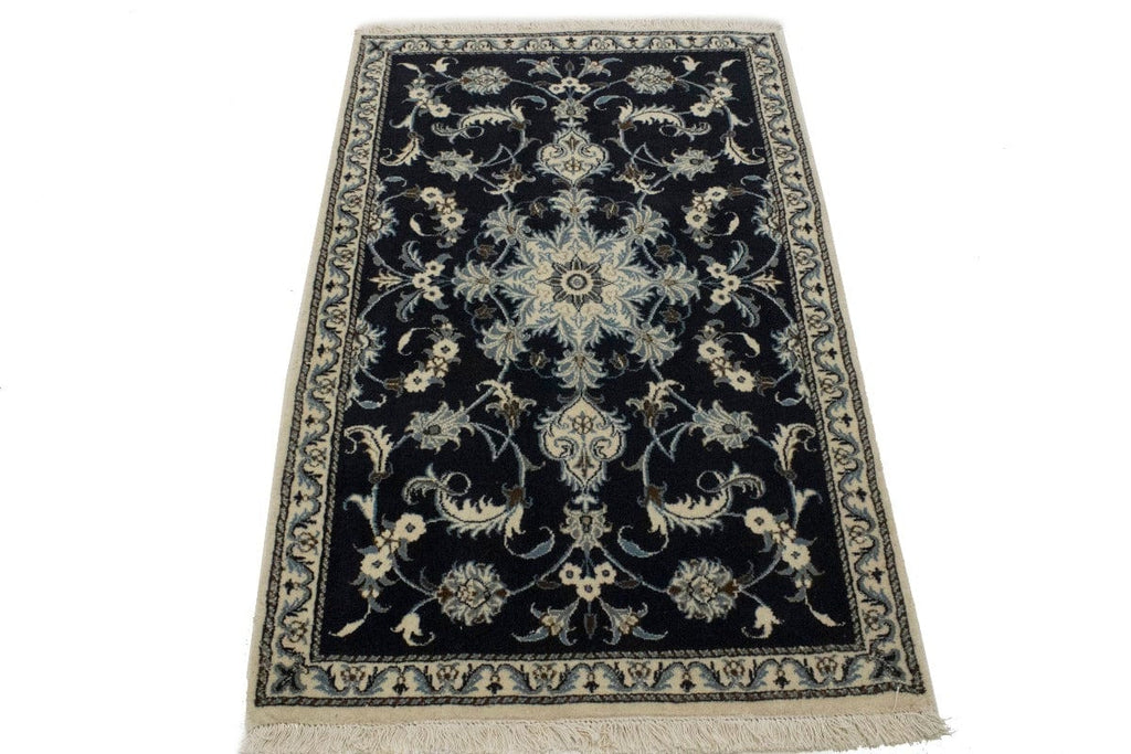 Navy Blue Floral Classic 3X4'7 Nain Persian Rug