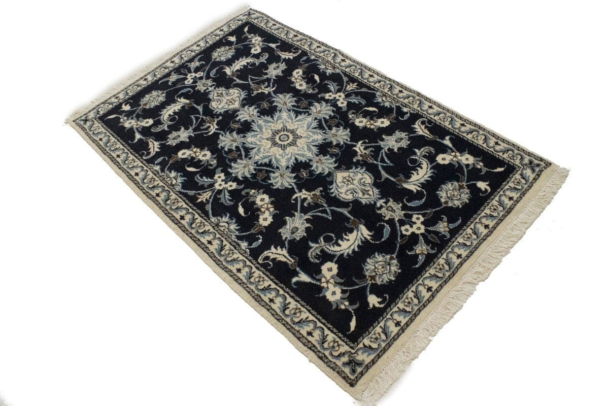 Navy Blue Floral Classic 3X4'7 Nain Persian Rug