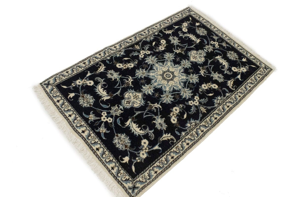 Navy Blue Floral Classic 3X4'7 Nain Persian Rug