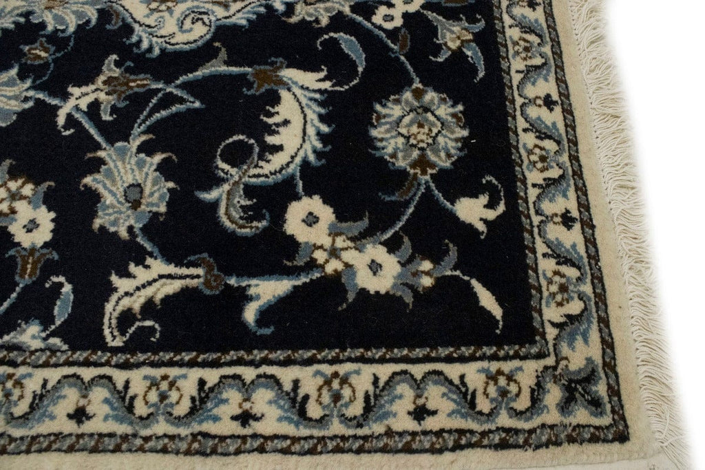 Navy Blue Floral Classic 3X4'7 Nain Persian Rug