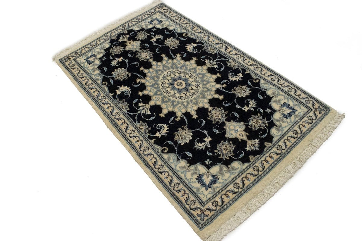 Navy Blue Floral Classic 3X5 Nain Persian Rug