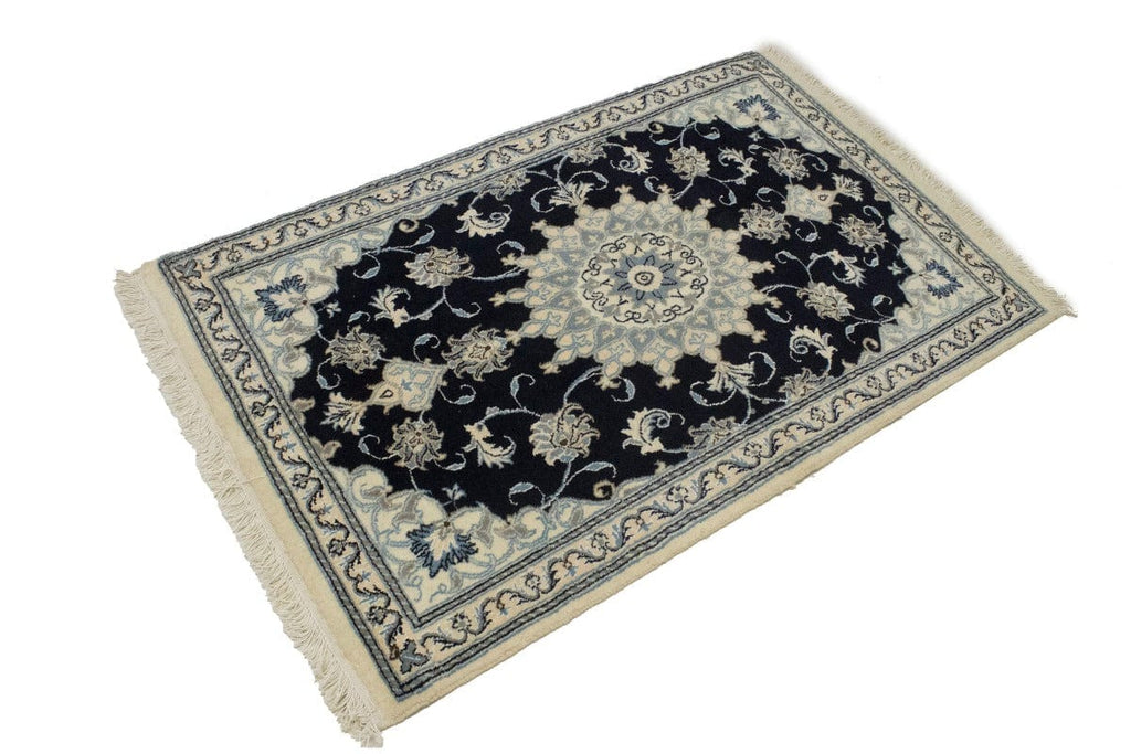 Navy Blue Floral Classic 3X5 Nain Persian Rug