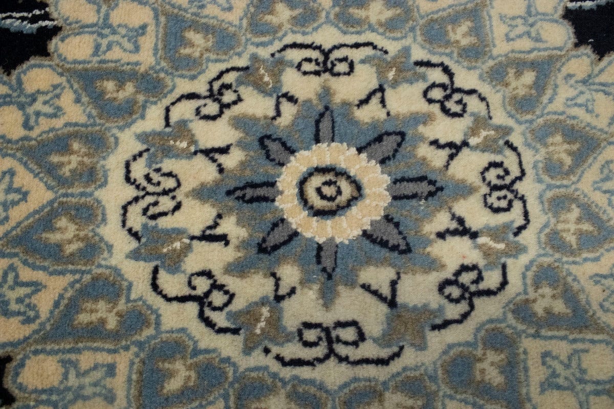 Navy Blue Floral Classic 3X5 Nain Persian Rug