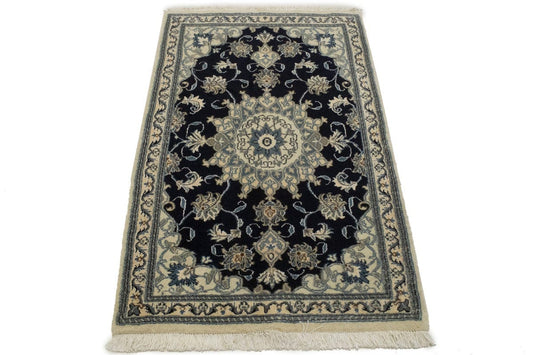 Navy Blue Floral Classic 3X4'6 Nain Persian Rug