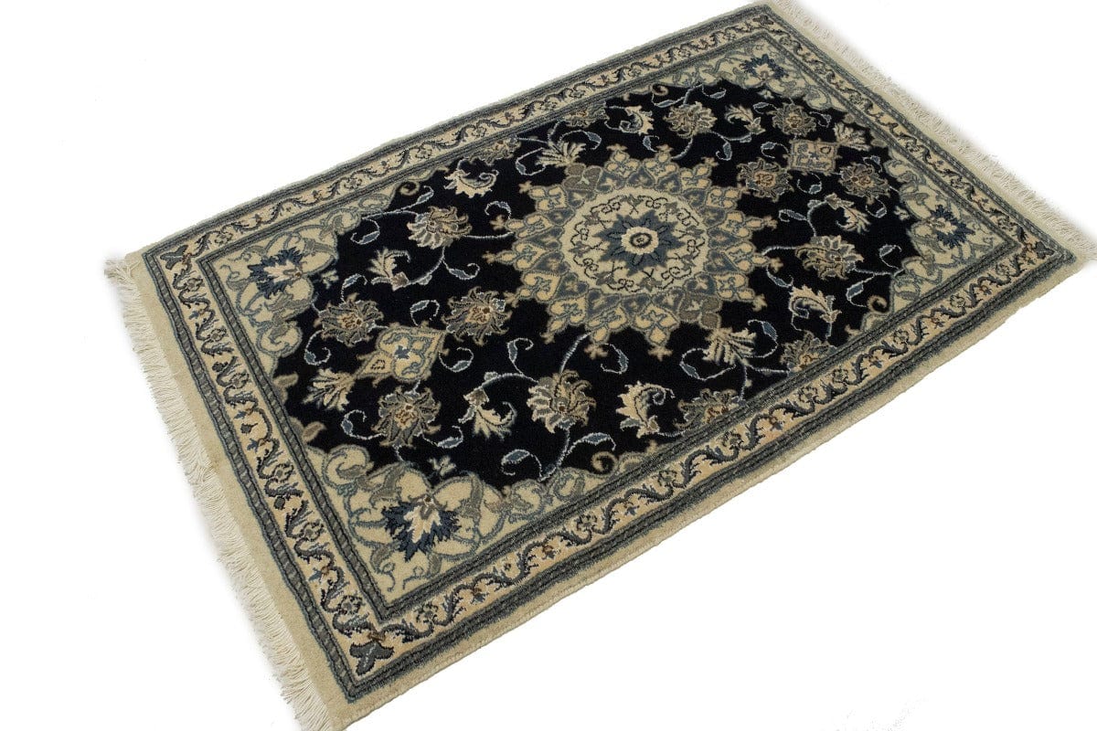 Navy Blue Floral Classic 3X4'6 Nain Persian Rug