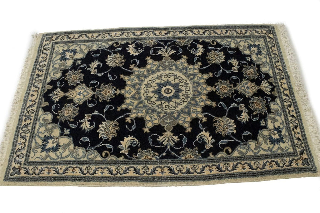 Navy Blue Floral Classic 3X4'6 Nain Persian Rug