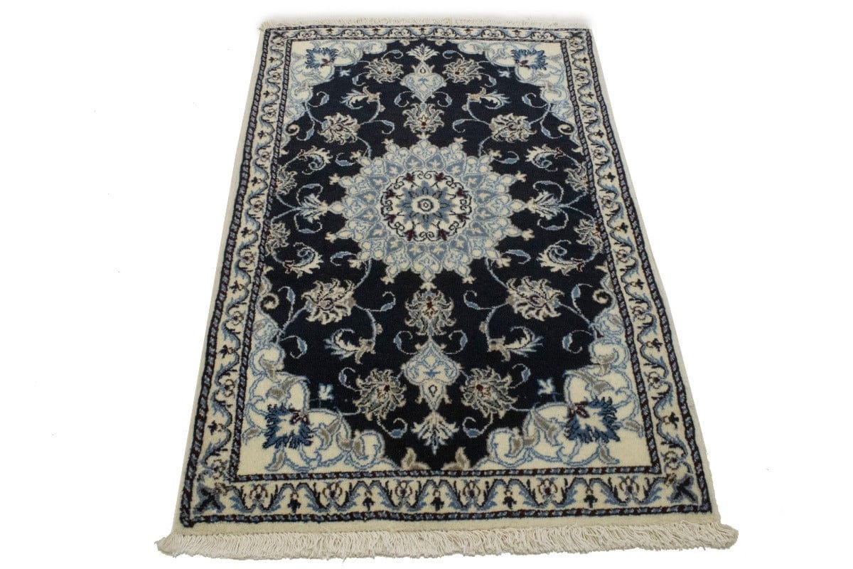 Navy Blue Floral Classic 3X4'5 Nain Persian Rug