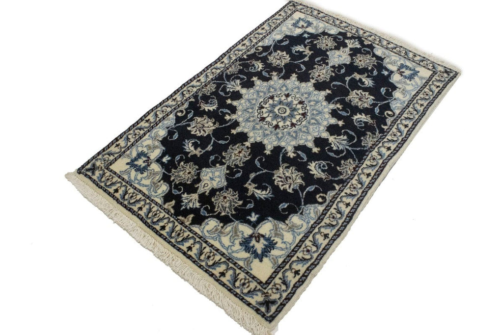 Navy Blue Floral Classic 3X4'5 Nain Persian Rug