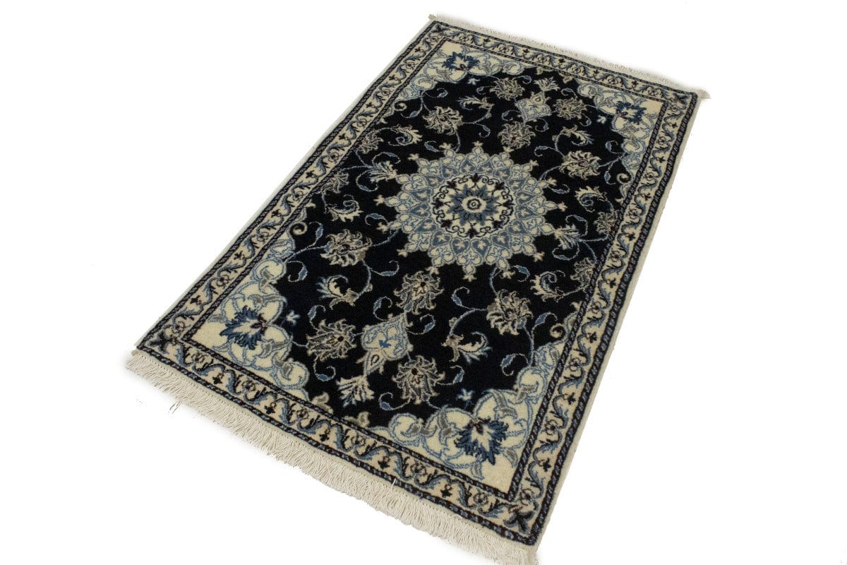 Navy Blue Floral Classic 3X4'5 Nain Persian Rug