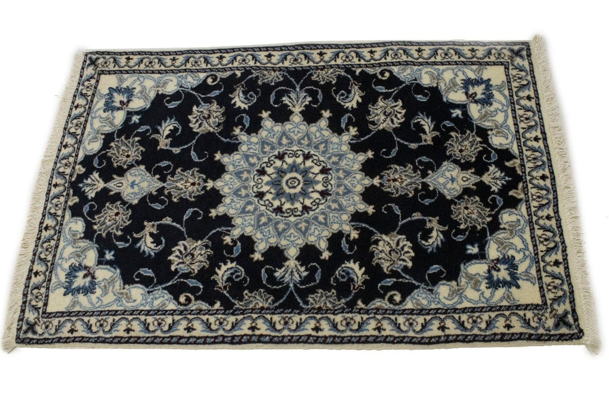 Navy Blue Floral Classic 3X4'5 Nain Persian Rug