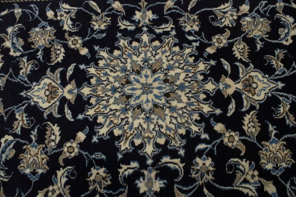 Navy Blue Floral Classic 3X5 Nain Persian Rug