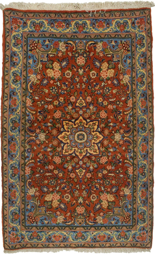 Orange Floral 3X4 Bidjar Halvaei Persian Rug